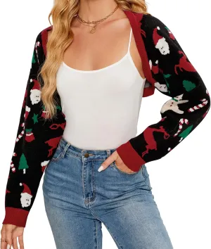 Durio Bolero Shrugs for Women Y2K Long Sleeve Cropped Sweater Cardigan Open Front Womens Fall Fashion 2024