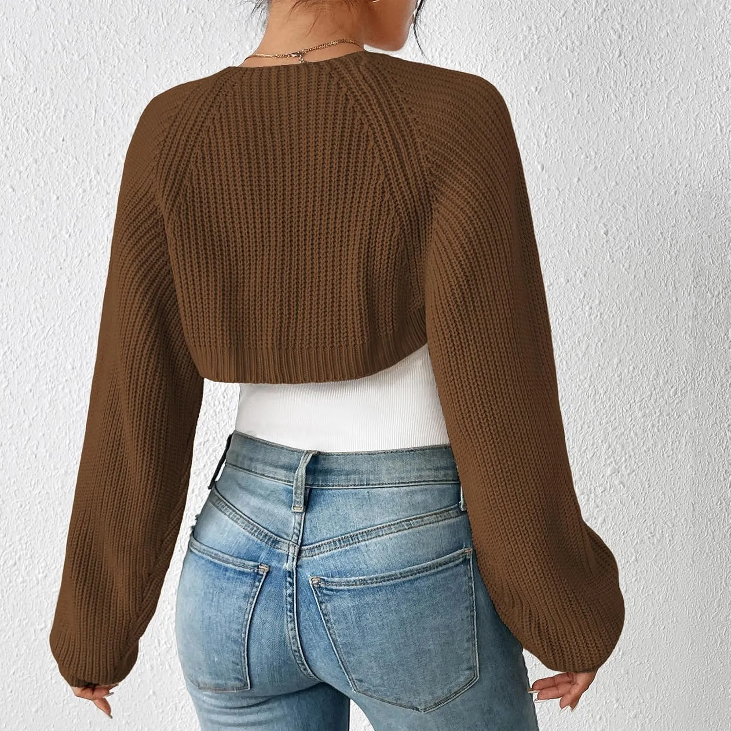Durio Bolero Shrugs for Women Y2K Long Sleeve Cropped Sweater Cardigan Open Front Womens Fall Fashion 2024