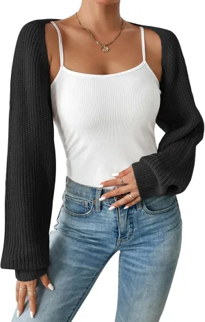Durio Bolero Shrugs for Women Y2K Long Sleeve Cropped Sweater Cardigan Open Front Womens Fall Fashion 2024
