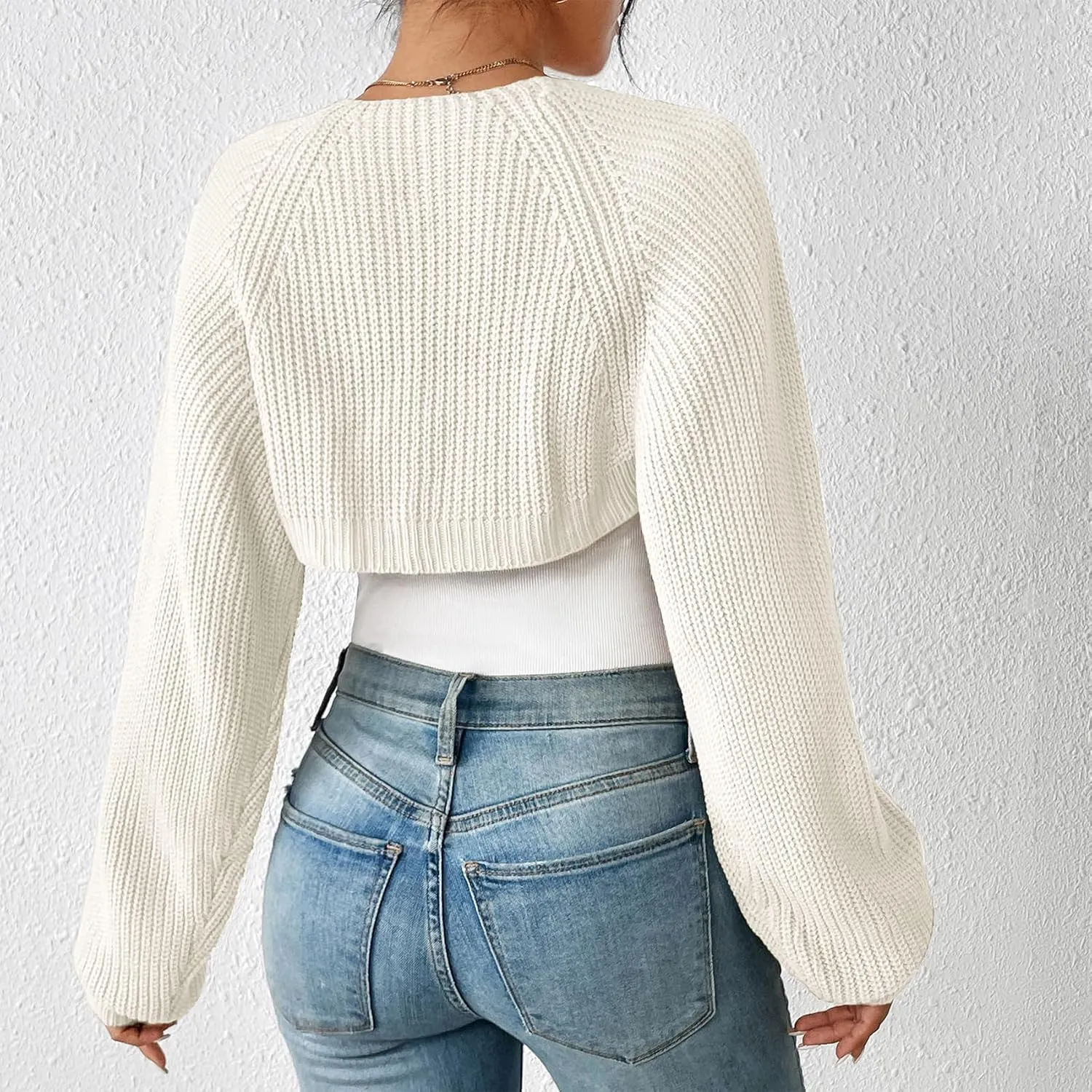 Durio Bolero Shrugs for Women Y2K Long Sleeve Cropped Sweater Cardigan Open Front Womens Fall Fashion 2024