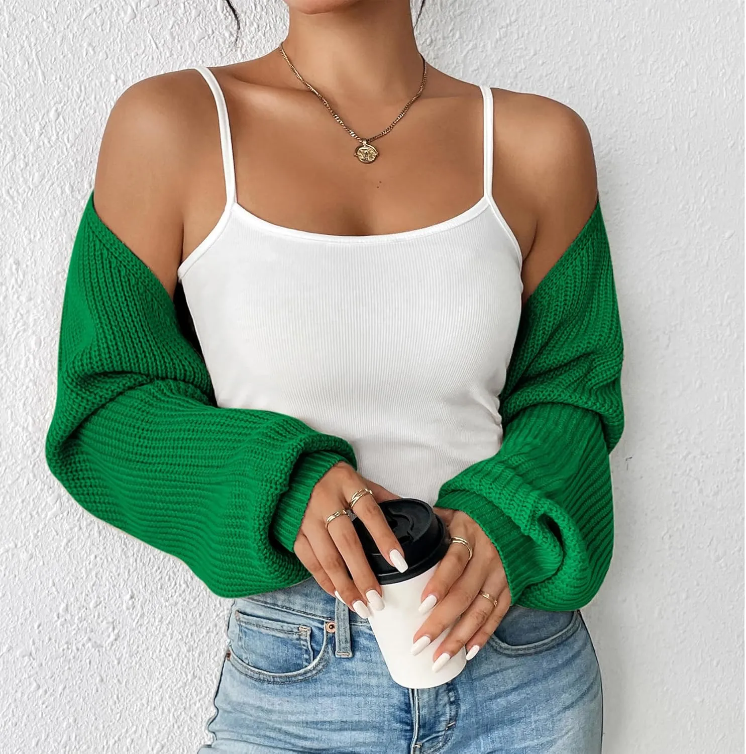 Durio Bolero Shrugs for Women Y2K Long Sleeve Cropped Sweater Cardigan Open Front Womens Fall Fashion 2024