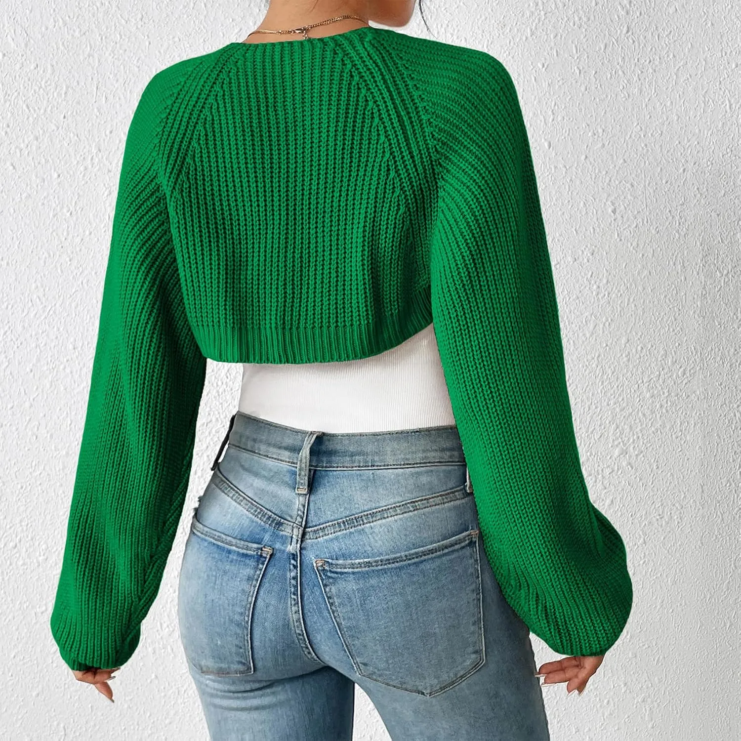 Durio Bolero Shrugs for Women Y2K Long Sleeve Cropped Sweater Cardigan Open Front Womens Fall Fashion 2024