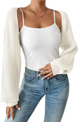 Durio Bolero Shrugs for Women Y2K Long Sleeve Cropped Sweater Cardigan Open Front Womens Fall Fashion 2024