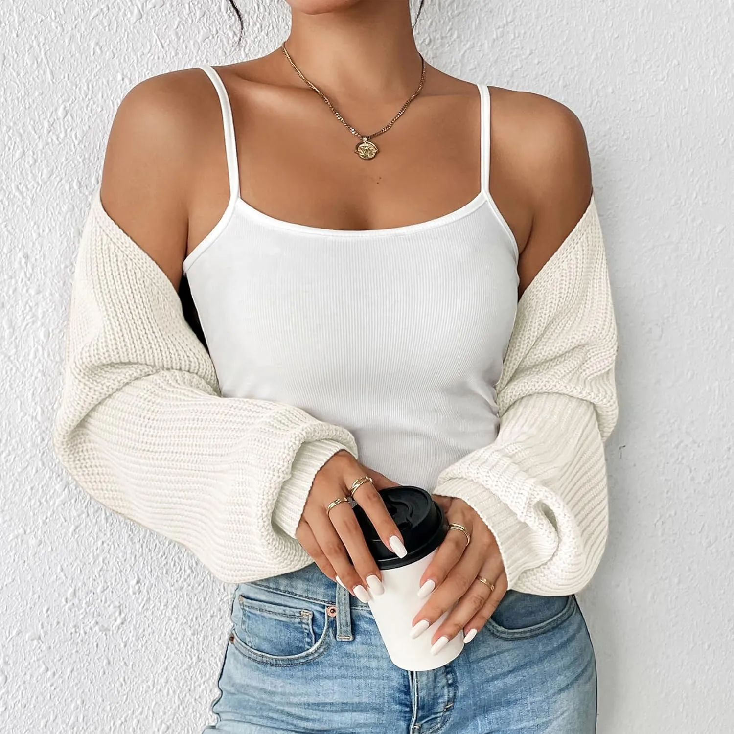 Durio Bolero Shrugs for Women Y2K Long Sleeve Cropped Sweater Cardigan Open Front Womens Fall Fashion 2024