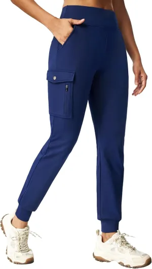 Ewedoos Fleece Lined Joggers Women Water Resistant Thermal Sweatpants High Waisted Hiking Cargo Pants with Pockets