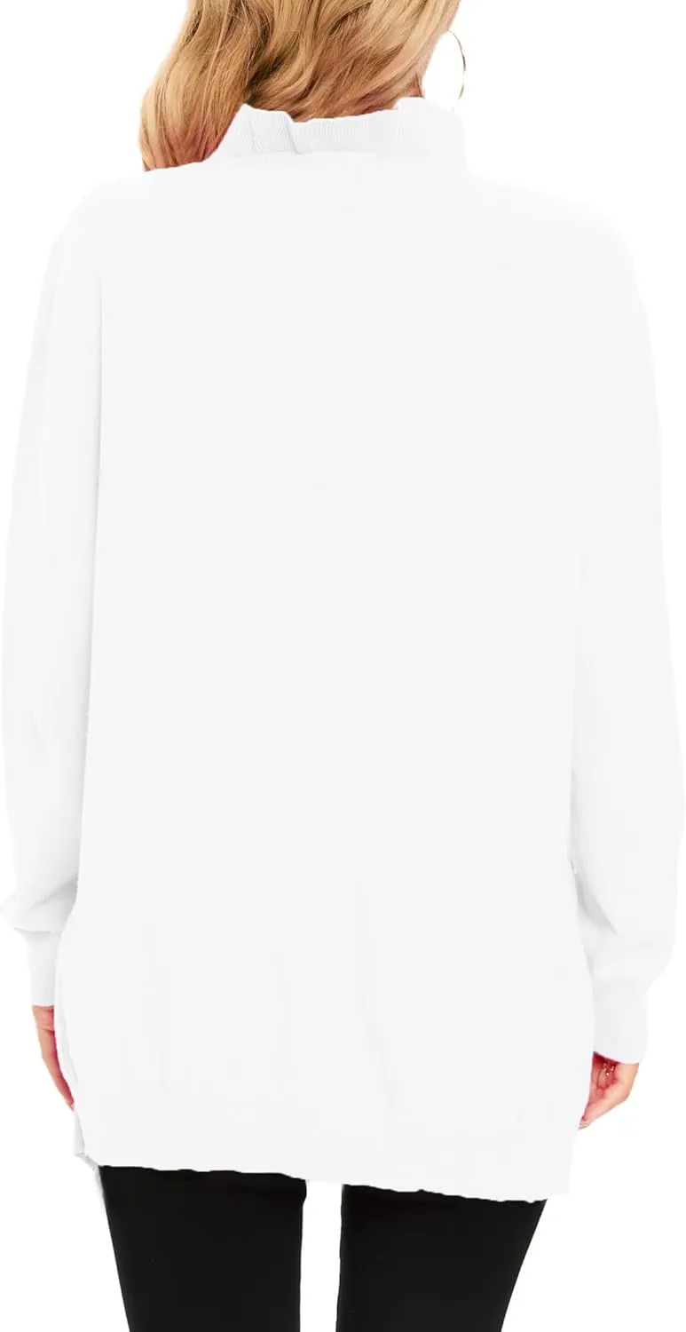 Famulily Cardigan Sweaters for Women Long Sleeve Open Front Coat Ruffle Collar Knit Cardigans