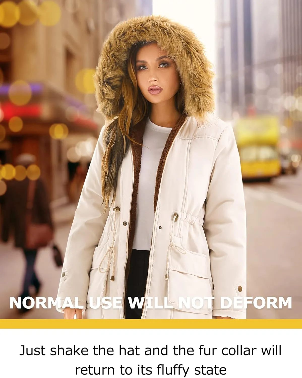 FARVALUE Women's Winter Coat Hooded Warm Fleece Parka Jacket with Fur Trim Coat
