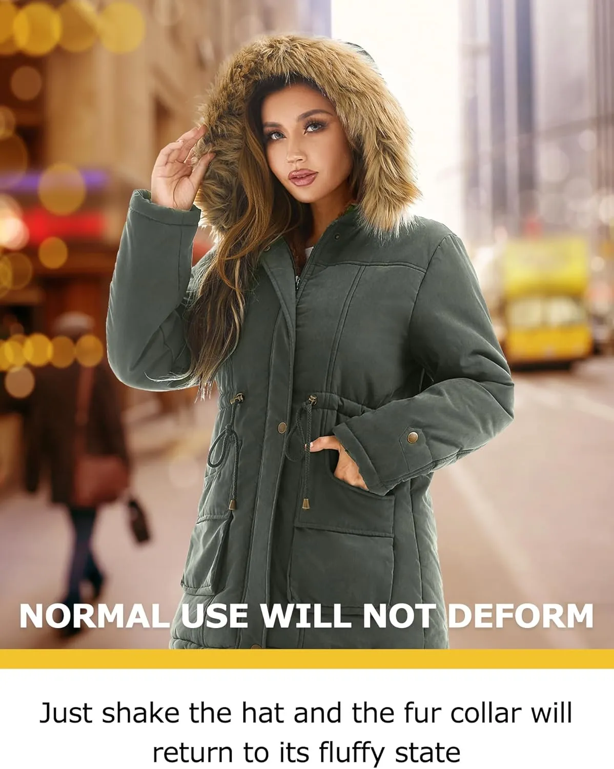 FARVALUE Women's Winter Coat Hooded Warm Fleece Parka Jacket with Fur Trim Coat