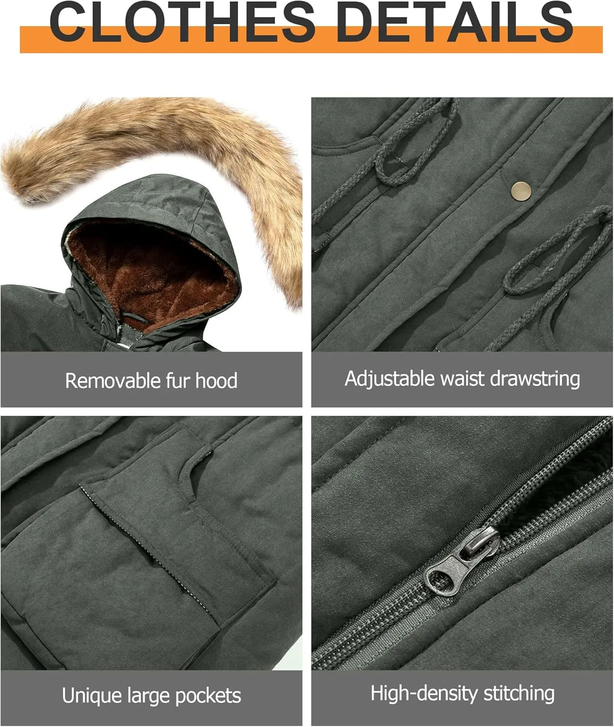 FARVALUE Women's Winter Coat Hooded Warm Fleece Parka Jacket with Fur Trim Coat