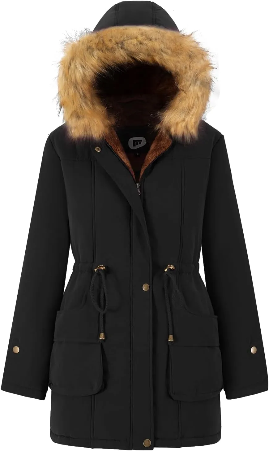 FARVALUE Women's Winter Coat Hooded Warm Fleece Parka Jacket with Fur Trim Coat