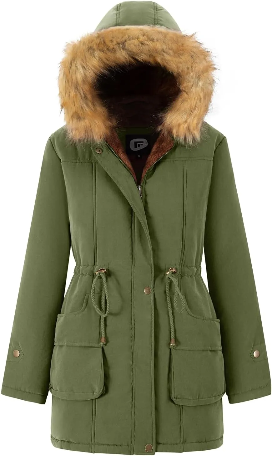 FARVALUE Women's Winter Coat Hooded Warm Fleece Parka Jacket with Fur Trim Coat