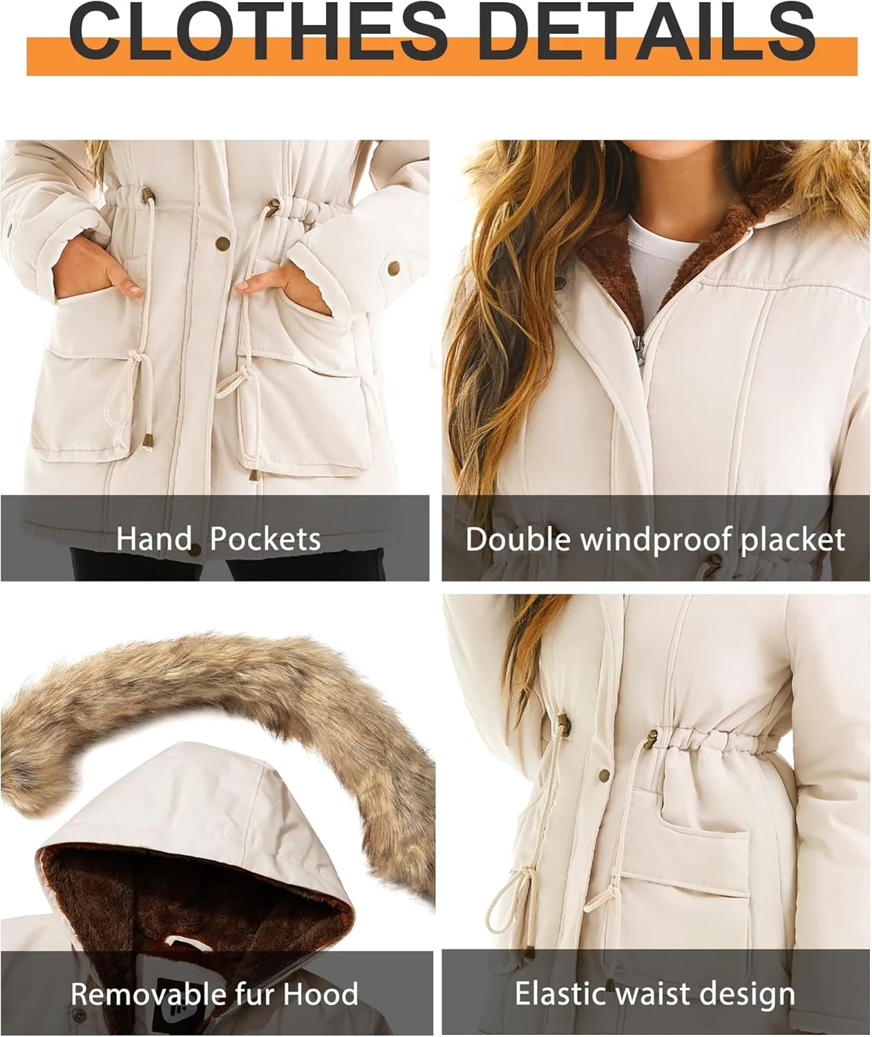 FARVALUE Women's Winter Coat Hooded Warm Fleece Parka Jacket with Fur Trim Coat