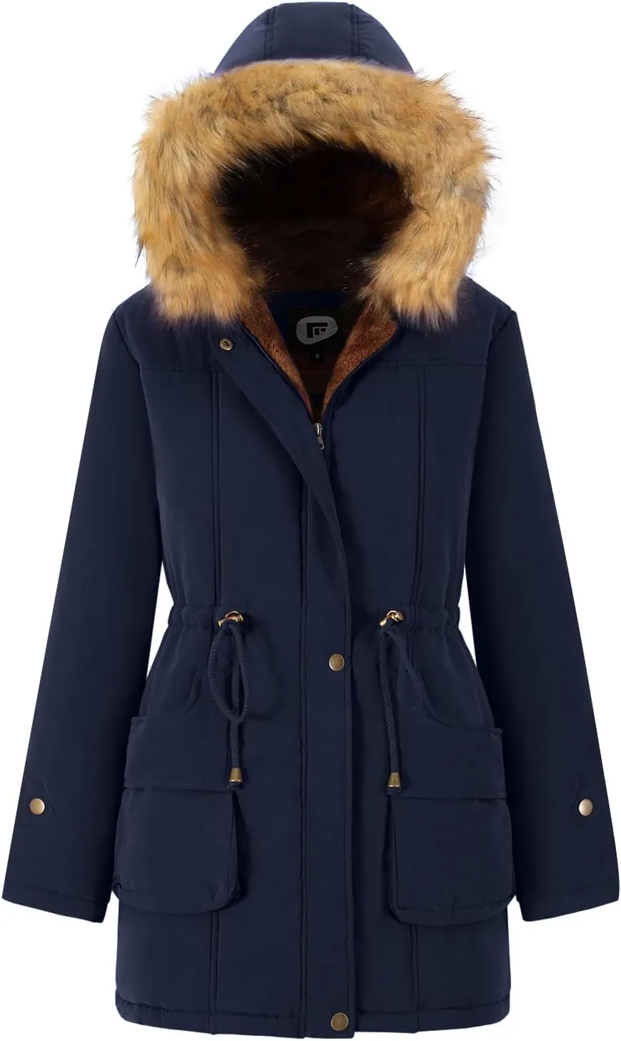 FARVALUE Women's Winter Coat Hooded Warm Fleece Parka Jacket with Fur Trim Coat
