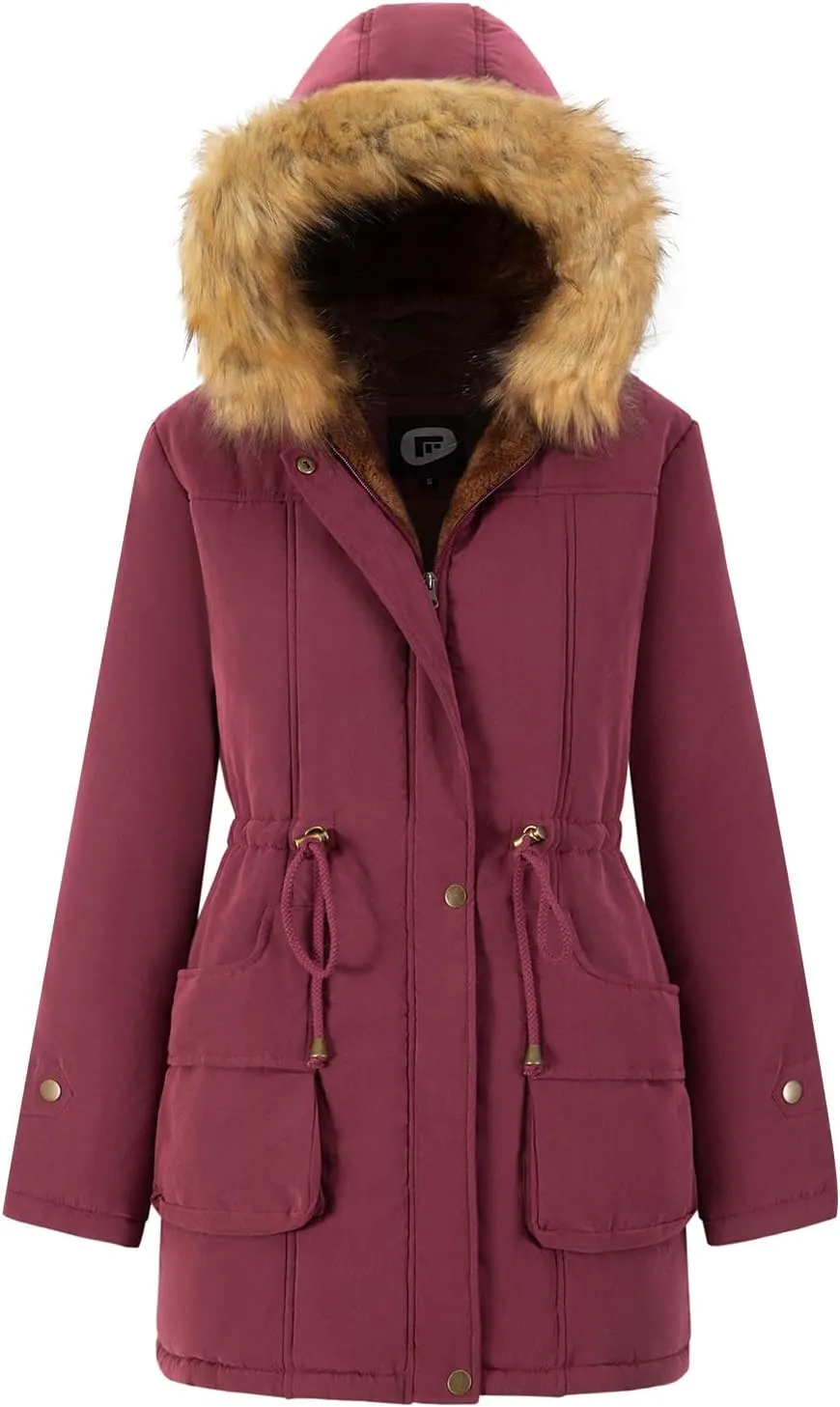FARVALUE Women's Winter Coat Hooded Warm Fleece Parka Jacket with Fur Trim Coat