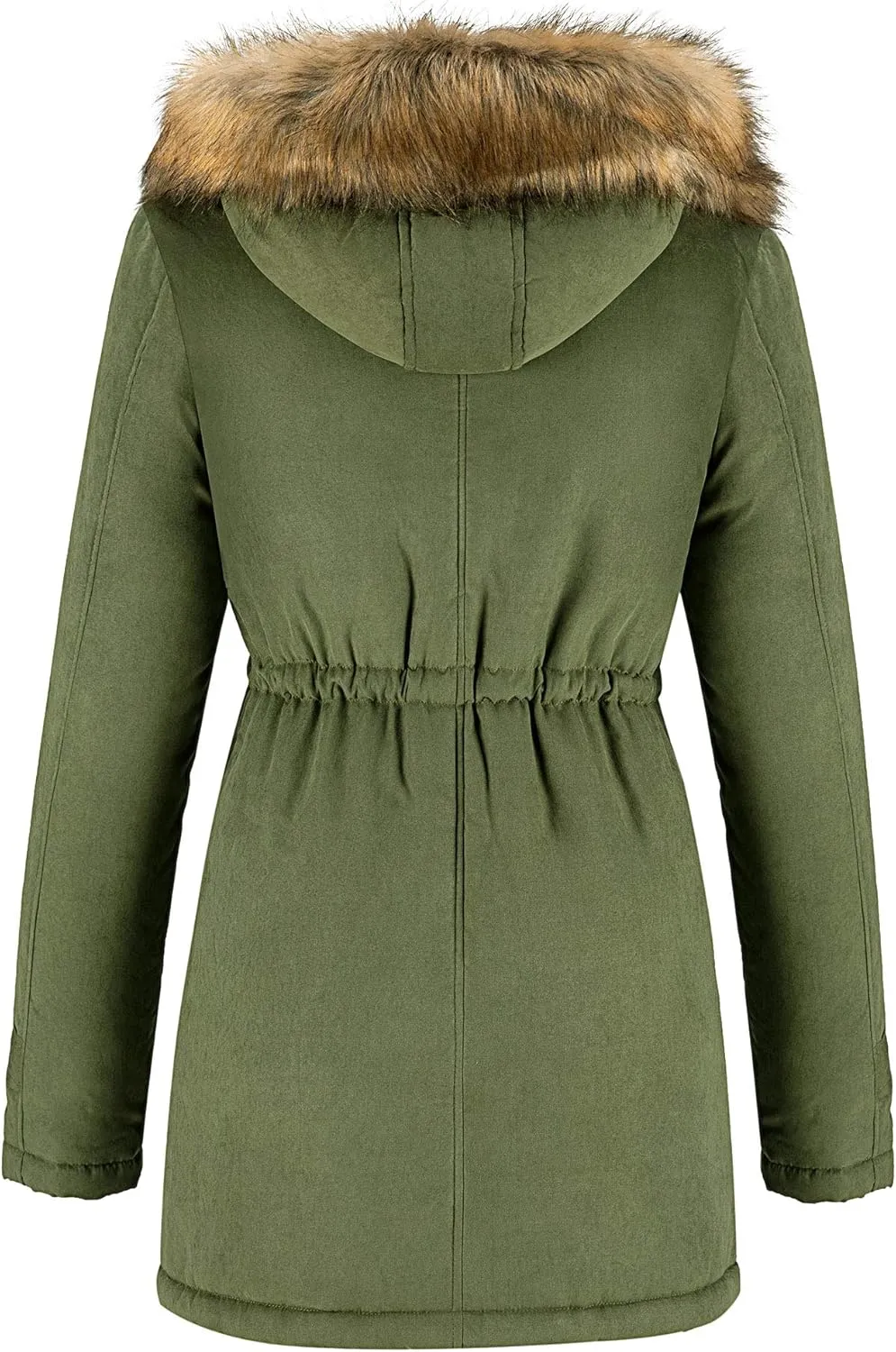 FARVALUE Women's Winter Coat Hooded Warm Fleece Parka Jacket with Fur Trim Coat