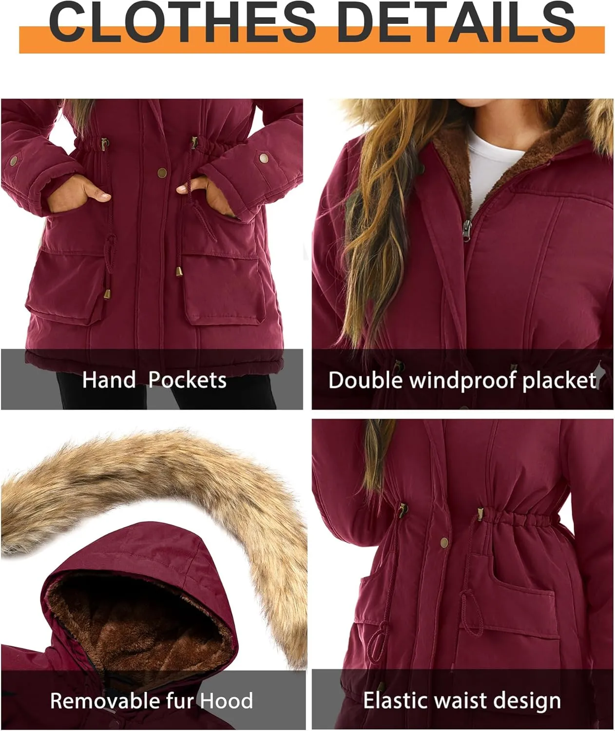 FARVALUE Women's Winter Coat Hooded Warm Fleece Parka Jacket with Fur Trim Coat