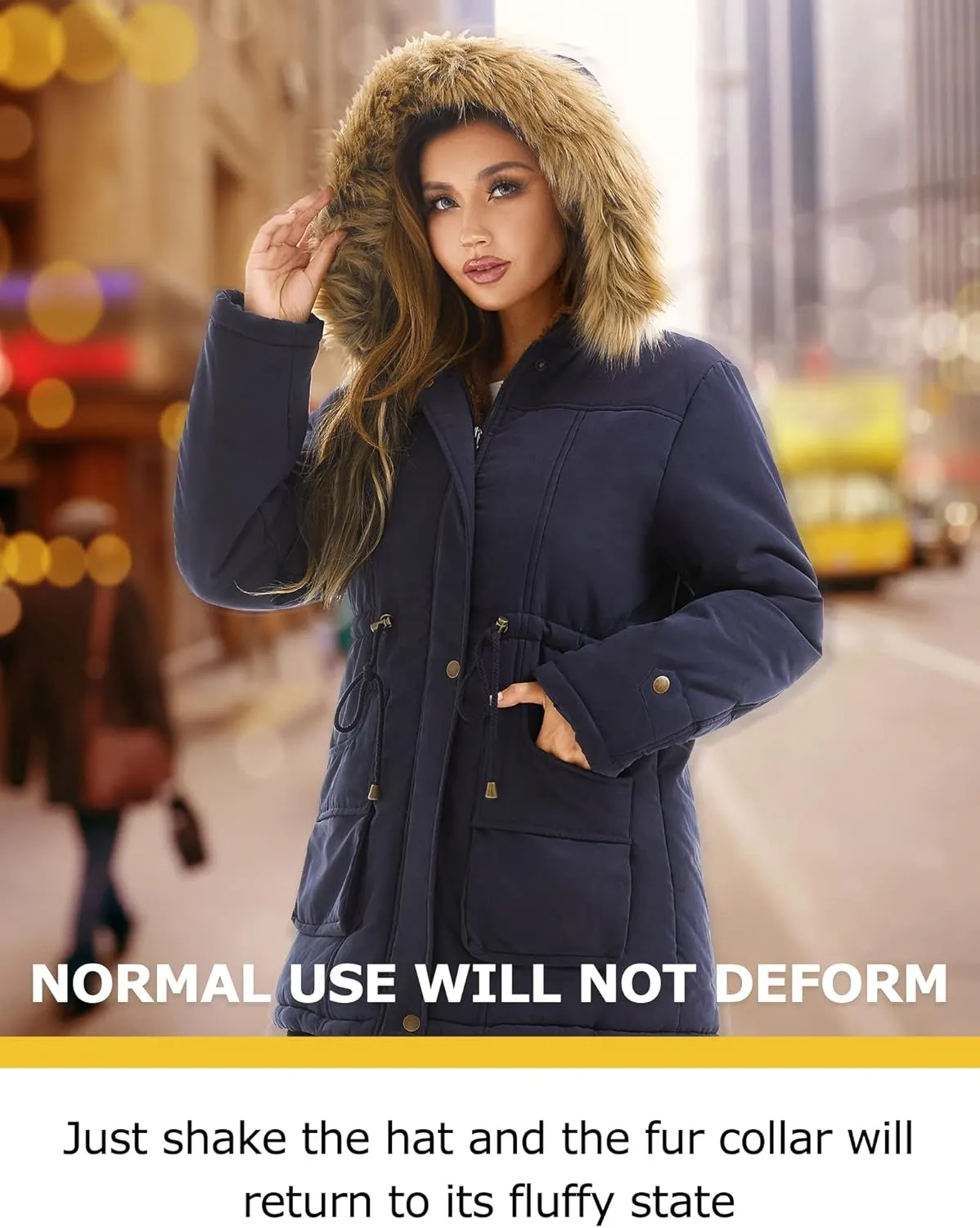 FARVALUE Women's Winter Coat Hooded Warm Fleece Parka Jacket with Fur Trim Coat