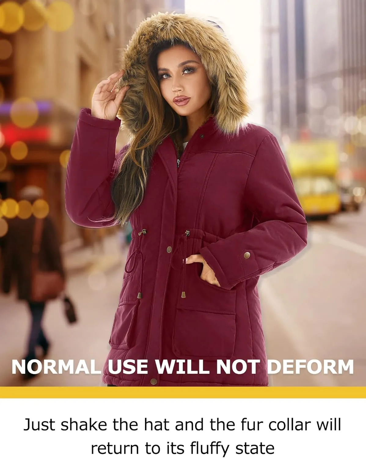 FARVALUE Women's Winter Coat Hooded Warm Fleece Parka Jacket with Fur Trim Coat