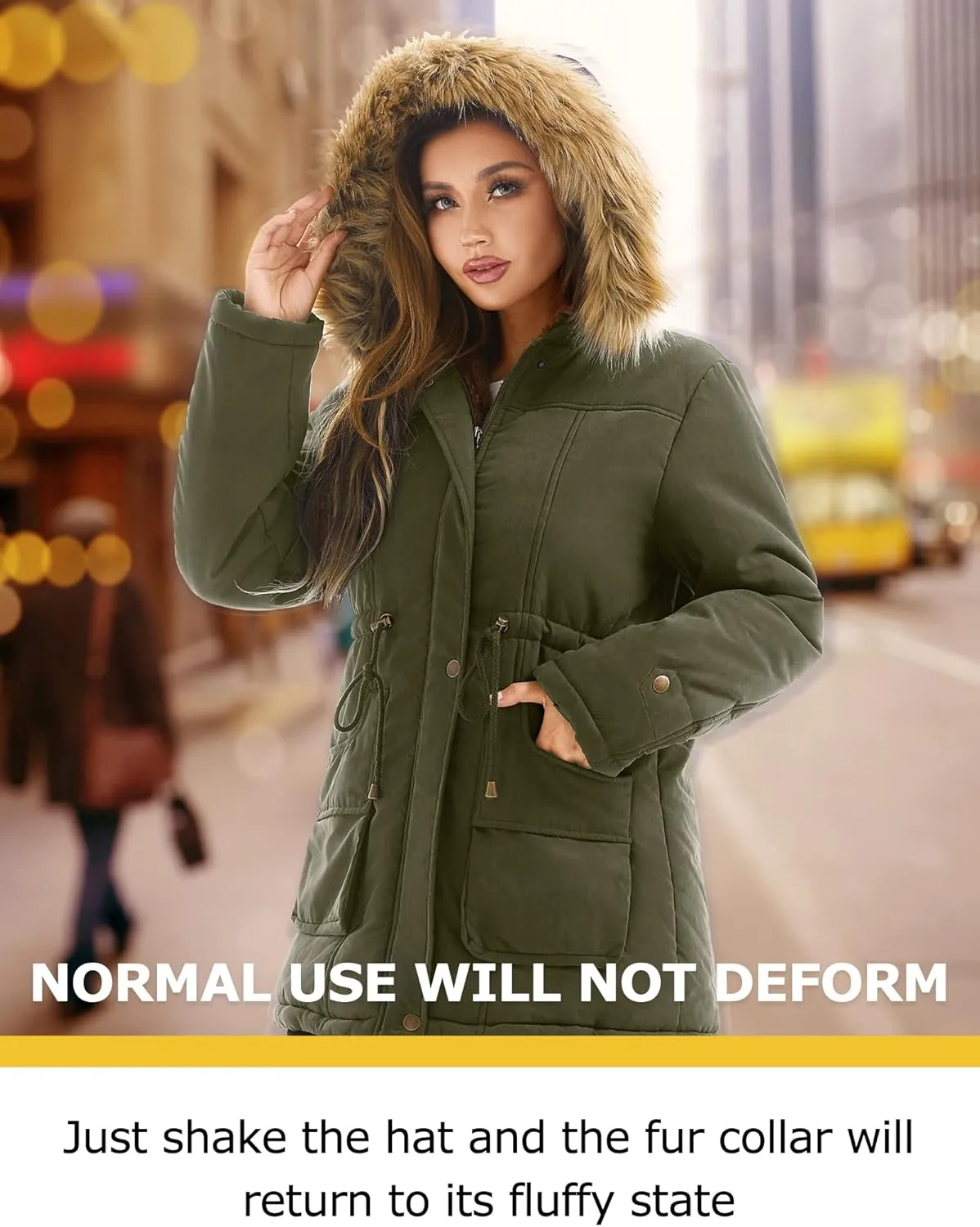 FARVALUE Women's Winter Coat Hooded Warm Fleece Parka Jacket with Fur Trim Coat