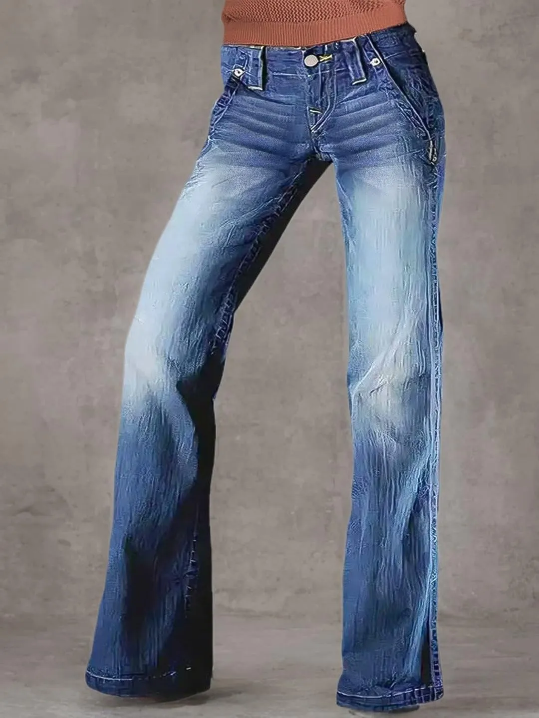 Flamingals Straight Leg Baggy Jeans for Women Low Waist Raw Hem Slant Pocket Boyfriend Jeans Casual Denim Pants
