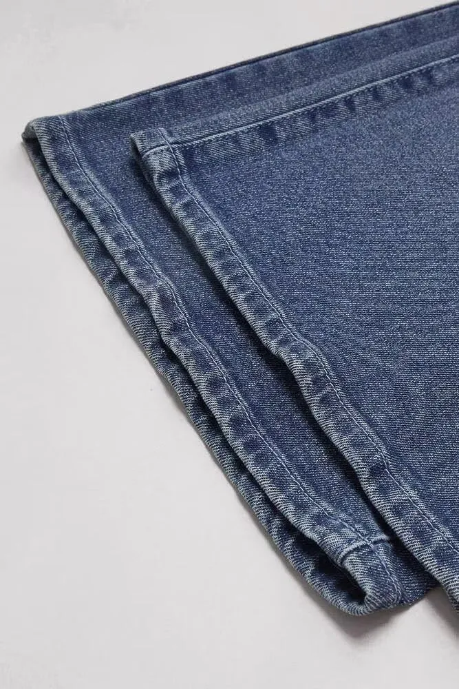 Flamingals Straight Leg Jeans for Women Ripped Raw Hem Mid Waisted Bootcut Jeans Without Belts