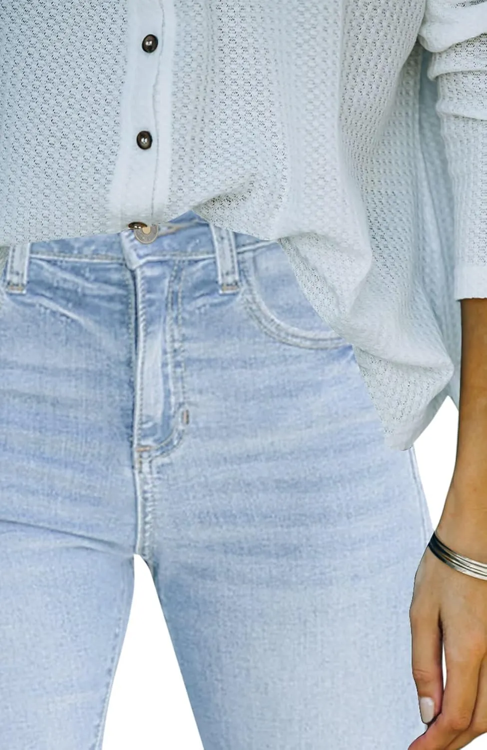 Flare Jeans for Women Cropped Stretchy Mid Rise Bell Bottom Jeans Womens Crop Flare Jeans with Raw Hem
