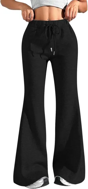 Flare Sweatpants Women High Waisted Wide Leg Pants Comfy Fleece Sweatpants Casual Loose Fit Yoga Pants with Pockets