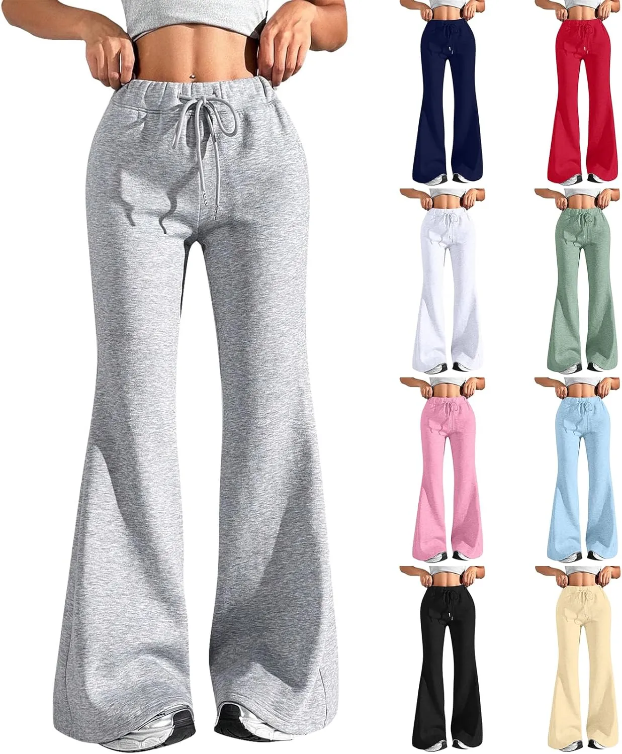 Flare Sweatpants Women High Waisted Wide Leg Pants Comfy Fleece Sweatpants Casual Loose Fit Yoga Pants with Pockets