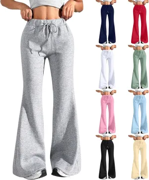 Flare Sweatpants Women High Waisted Wide Leg Pants Comfy Fleece Sweatpants Casual Loose Fit Yoga Pants with Pockets