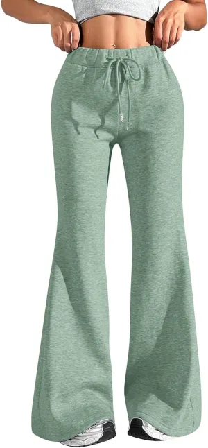 Flare Sweatpants Women High Waisted Wide Leg Pants Comfy Fleece Sweatpants Casual Loose Fit Yoga Pants with Pockets
