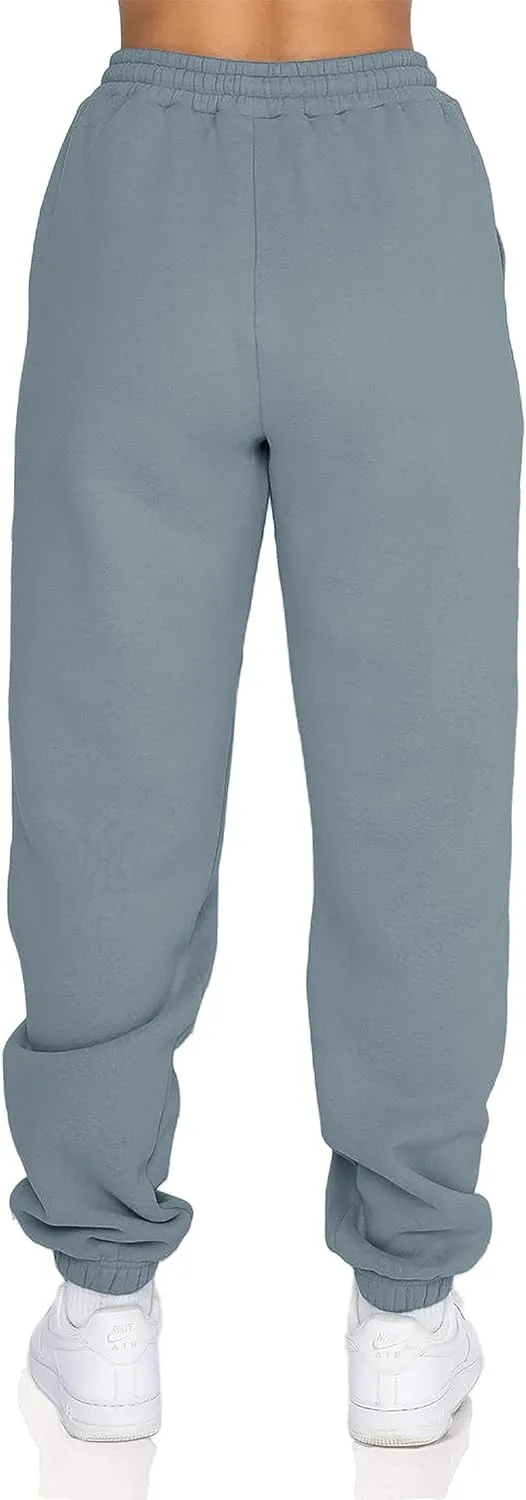 Fleece Lined Womens Sweatpants - High Waisted Joggers for Women, Cotton Drawstring Baggy Sweats Women Pants