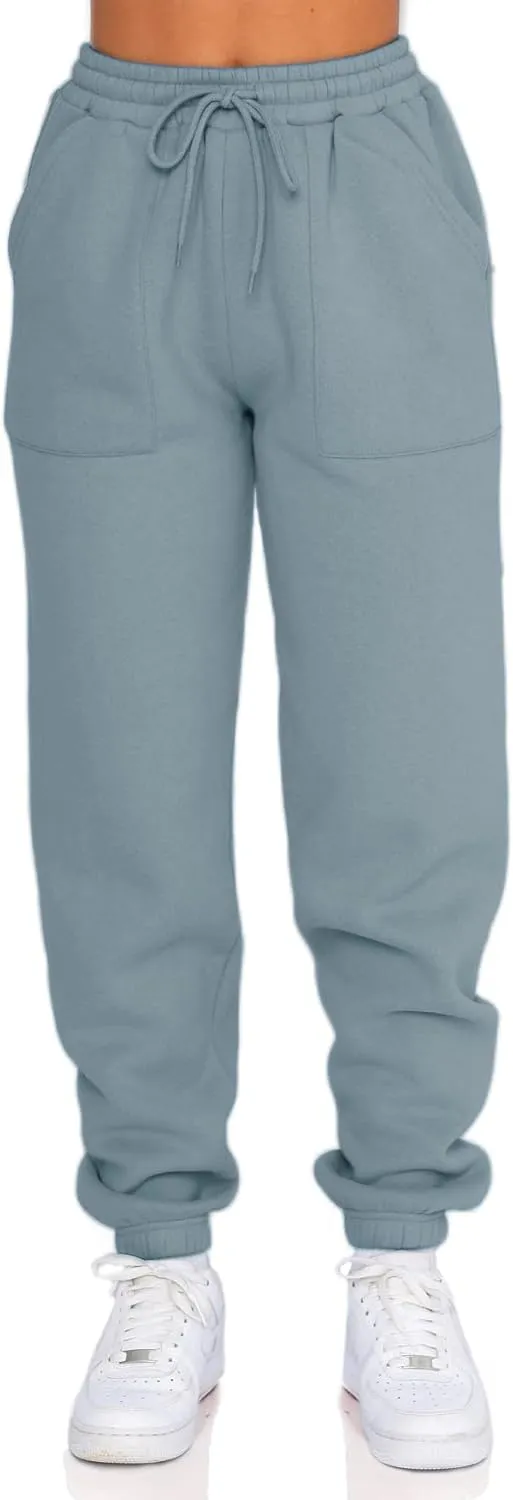 Fleece Lined Womens Sweatpants - High Waisted Joggers for Women, Cotton Drawstring Baggy Sweats Women Pants