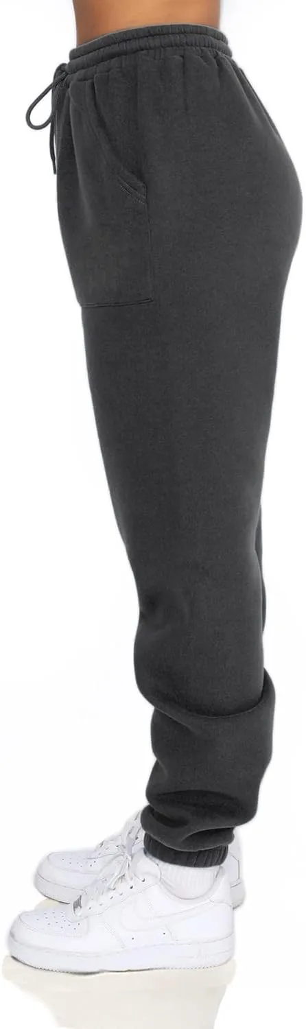 Fleece Lined Womens Sweatpants - High Waisted Joggers for Women, Cotton Drawstring Baggy Sweats Women Pants