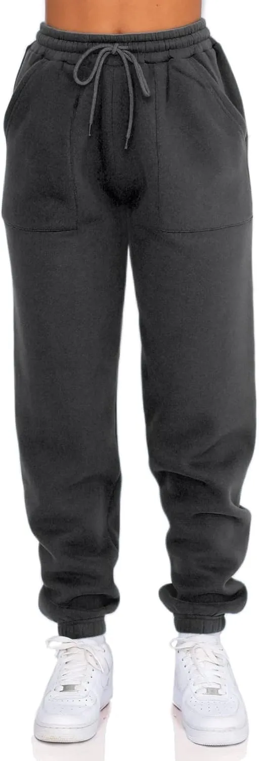 Fleece Lined Womens Sweatpants - High Waisted Joggers for Women, Cotton Drawstring Baggy Sweats Women Pants