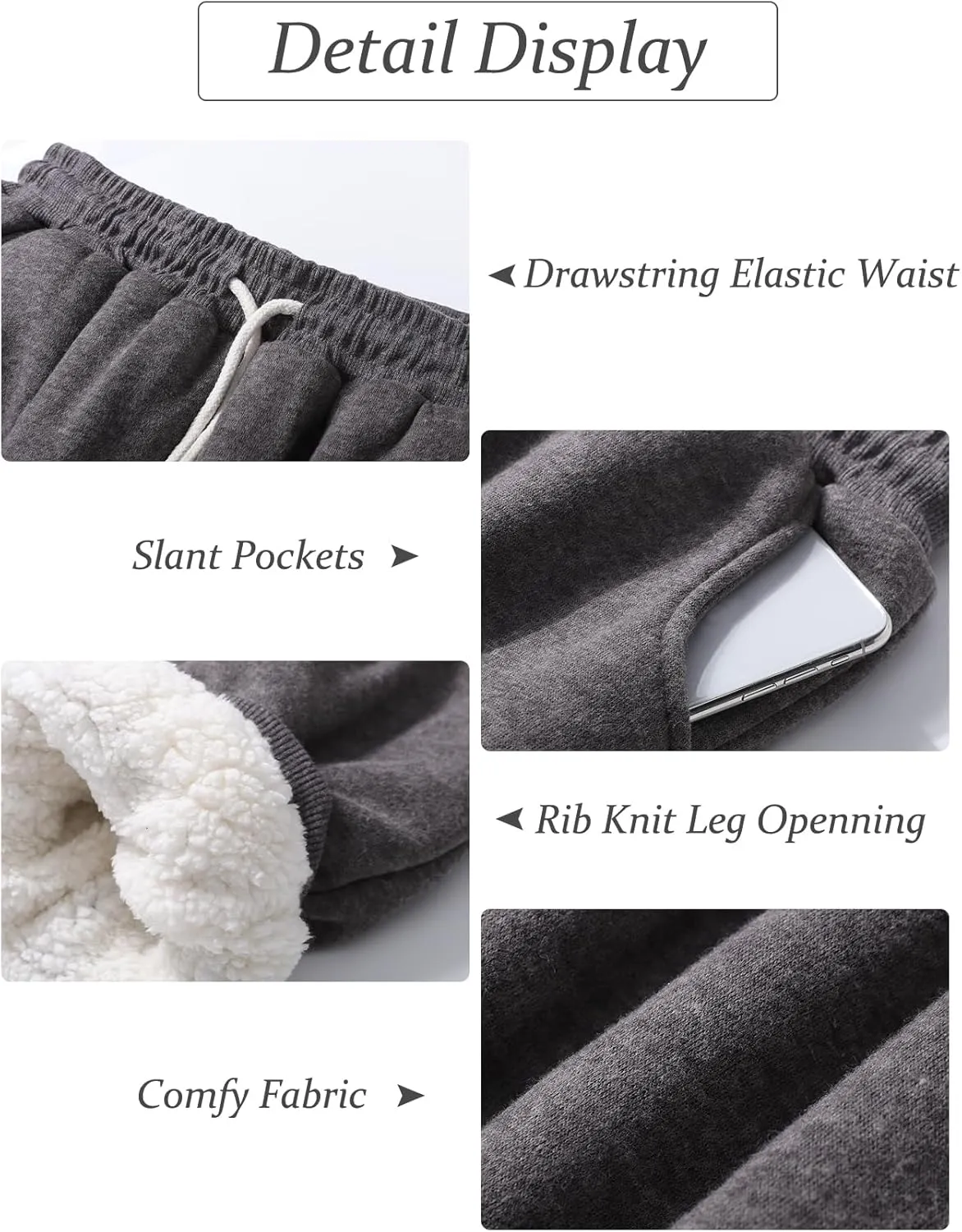 Flygo Women's Winter Warm Fleece Joggers Pants Sherpa Lined Athletic Active Sweatpants