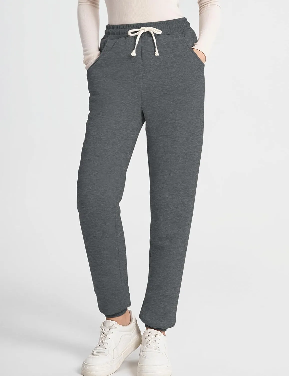 Flygo Women's Winter Warm Fleece Joggers Pants Sherpa Lined Athletic Active Sweatpants
