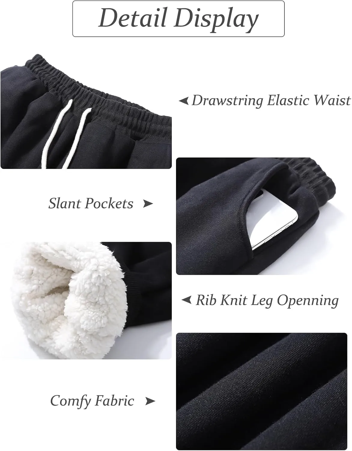 Flygo Women's Winter Warm Fleece Joggers Pants Sherpa Lined Athletic Active Sweatpants