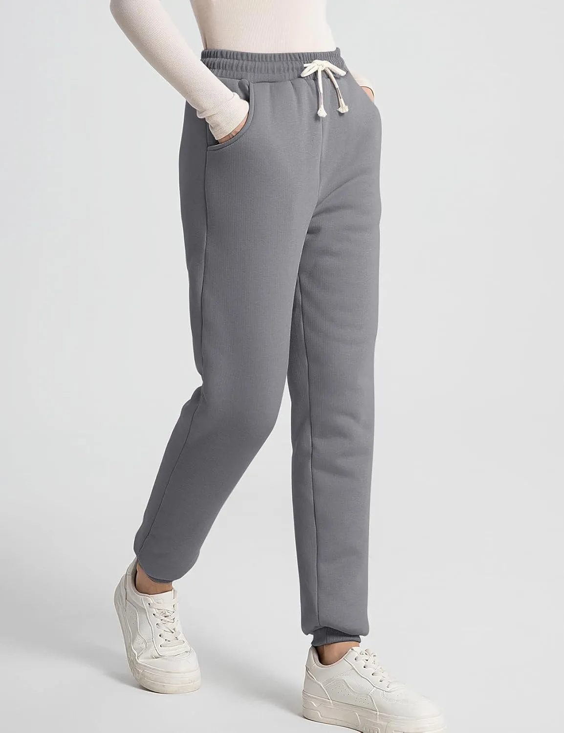 Flygo Women's Winter Warm Fleece Joggers Pants Sherpa Lined Athletic Active Sweatpants