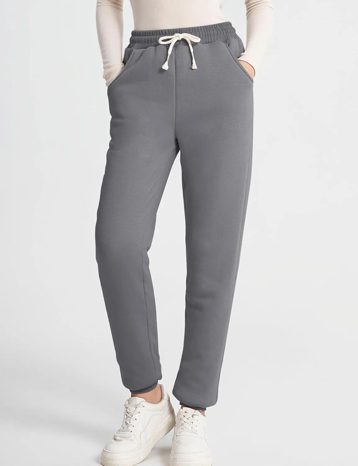 Flygo Women's Winter Warm Fleece Joggers Pants Sherpa Lined Athletic Active Sweatpants
