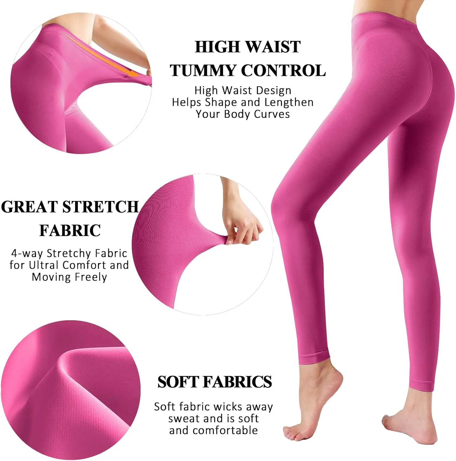 Footless Tights for Women Women's Soft Full Length Leggings Light and Breathable High Waist Tight Pants