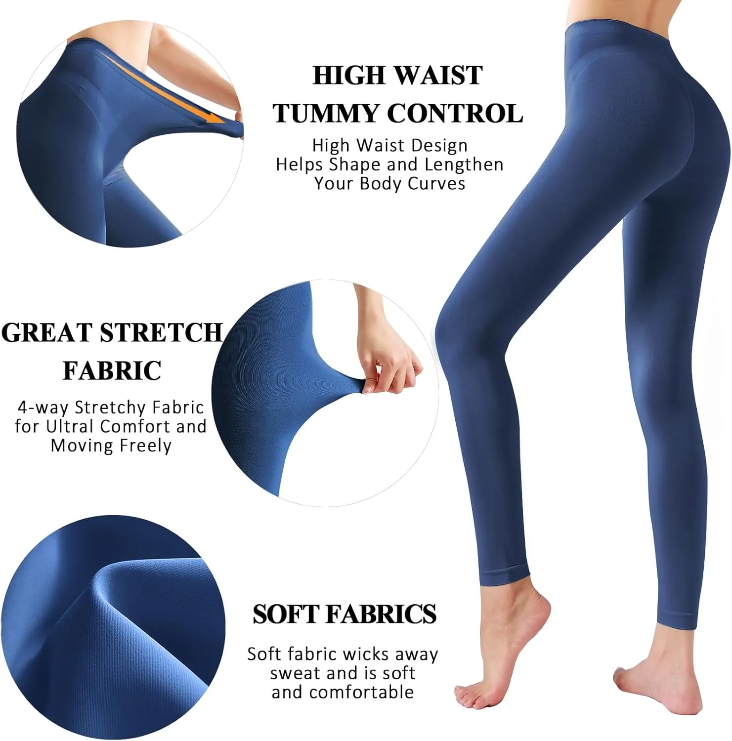 Footless Tights for Women Women's Soft Full Length Leggings Light and Breathable High Waist Tight Pants