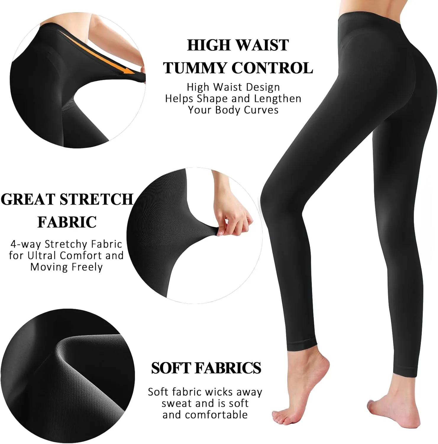 Footless Tights for Women Women's Soft Full Length Leggings Light and Breathable High Waist Tight Pants