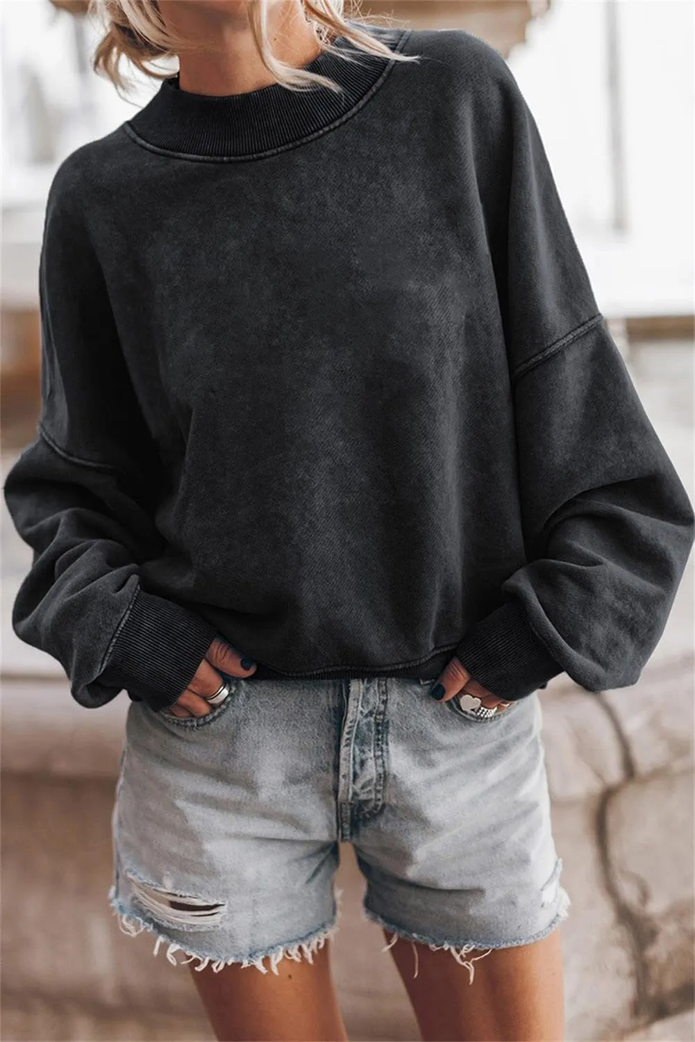 Fronage Women's Crewneck Batwing Long Sleeve Sweatshirt 2023 Fall Oversized Pullover Loose Fit Hoodie Tops