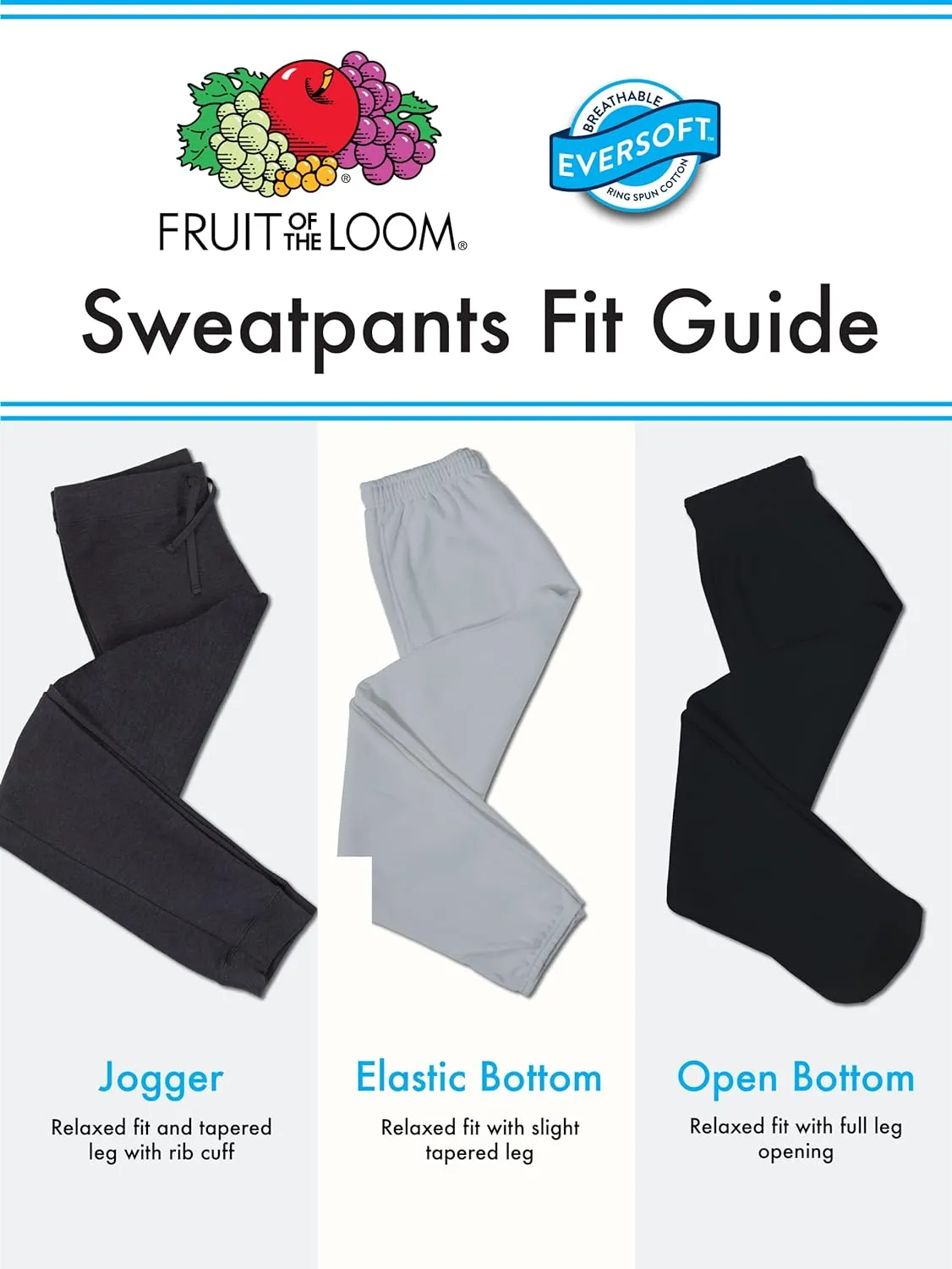 Fruit of the Loom Men's Eversoft Fleece Sweatpants with Pockets, Moisture Wicking & Breathable, Sizes S-4x