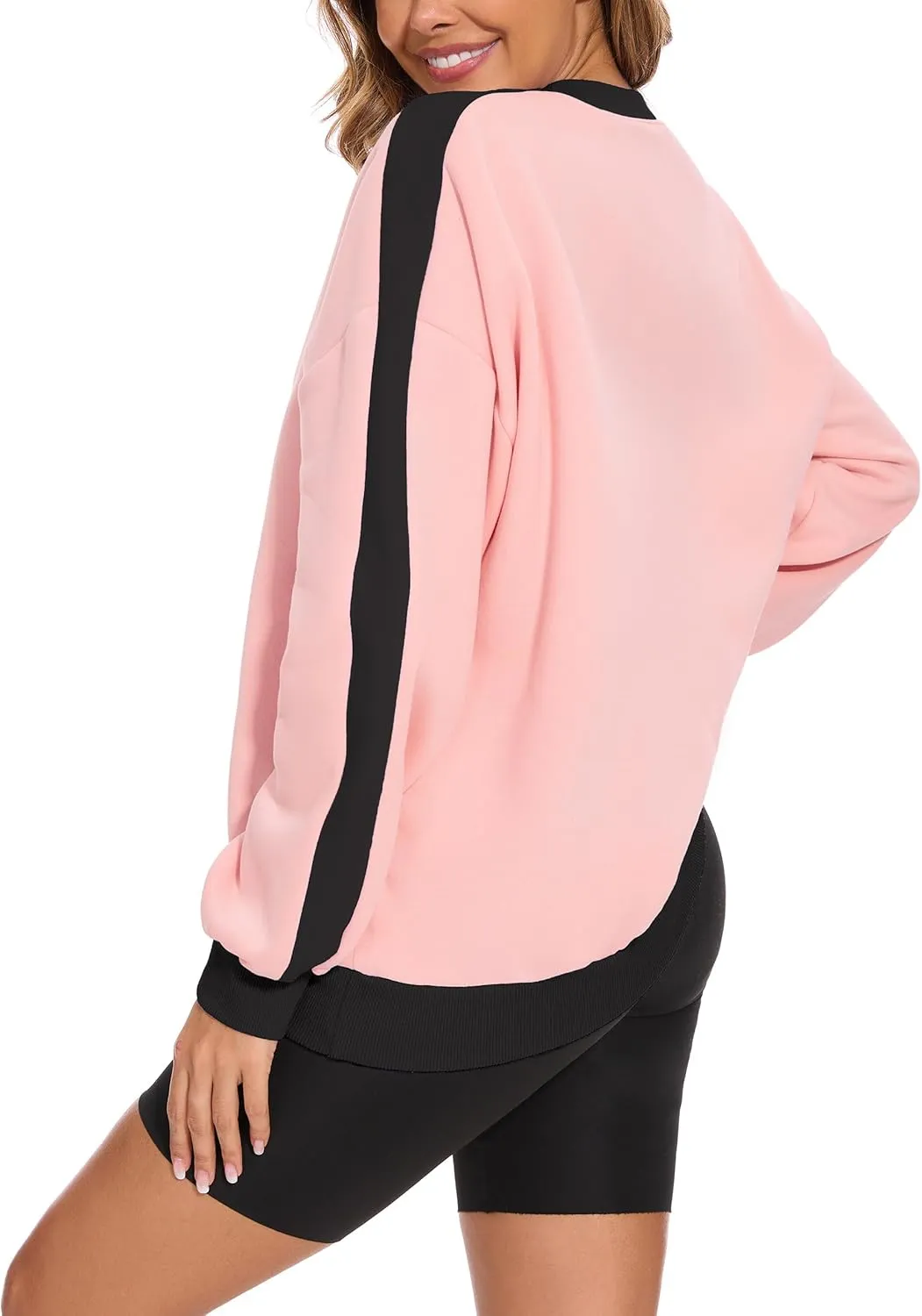 FUPHINE 2024 Women's Colour Blocking Fleece Oversized Warm Trendy Fall Winter Fashion Sweatshirt