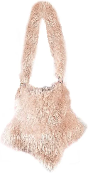 Fuzzy Plush Bag for Women,Furry Faux Fur Star Shape Crossbody Shoulder Purse,Soft Fluffy Autumn Winter Tote Handbag