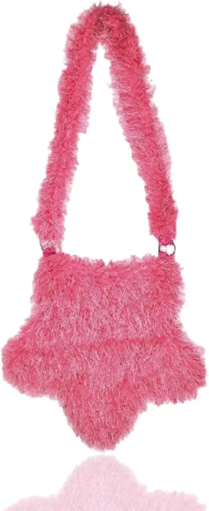 Fuzzy Plush Bag for Women,Furry Faux Fur Star Shape Crossbody Shoulder Purse,Soft Fluffy Autumn Winter Tote Handbag