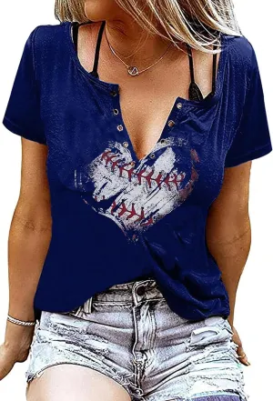Game Day Outfits Shirts Women V Neck Football Graphic Tee Tops Funny Football Game Day Shirts for Teen Girls