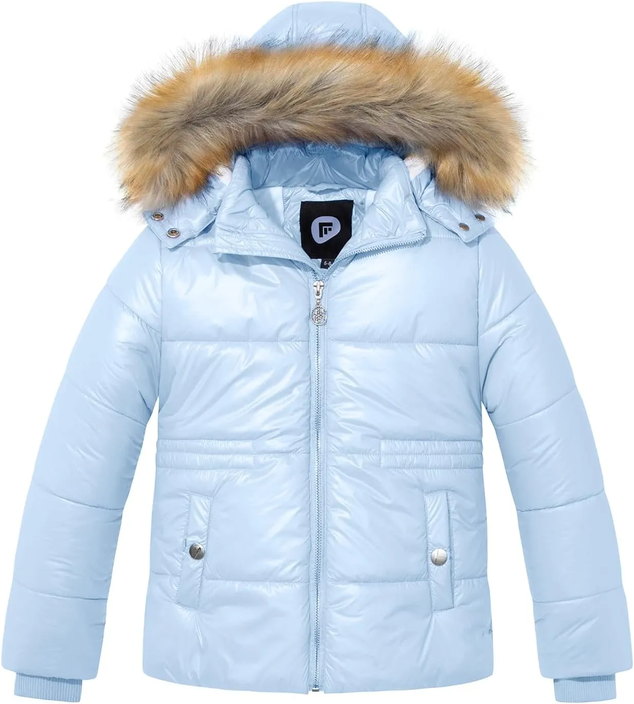 Garemcy Girl's Metallic Winter Coat Warm Puffer Jacket Insulated Shiny Down Coat with Detachable Hood
