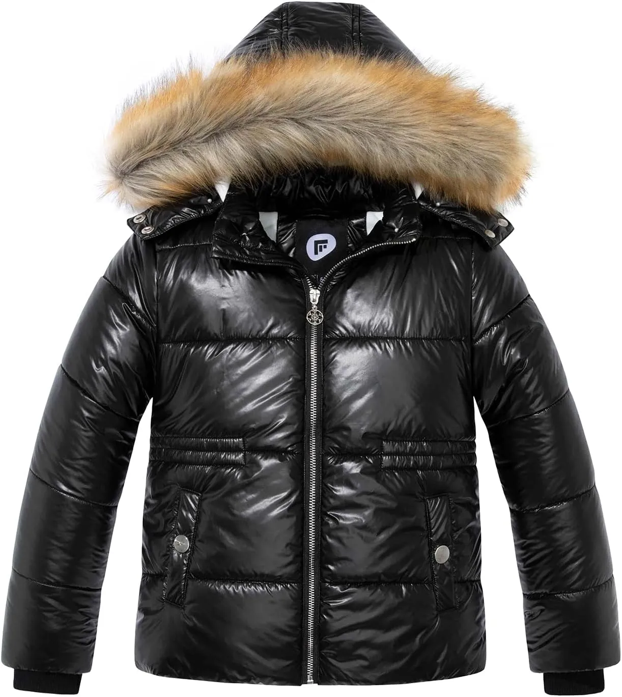 Garemcy Girl's Metallic Winter Coat Warm Puffer Jacket Insulated Shiny Down Coat with Detachable Hood